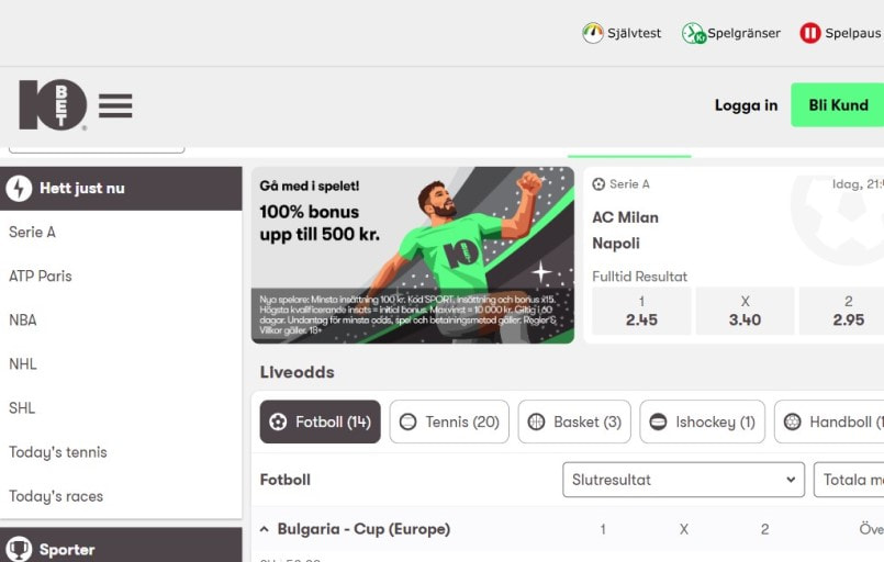 10bet sportsbook startsida